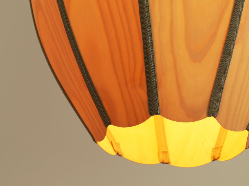 Rustic Wood Veneer Pendant Hanging Light Fixture
